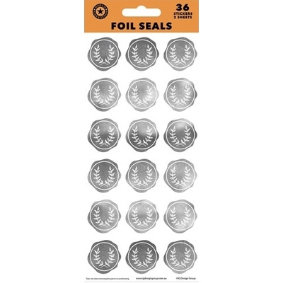 Silver Foil Seals Stickers Pk 36