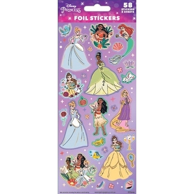 Disney Princesses Foil Stickers (2 Sheets 58 Stickers)