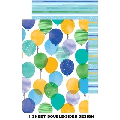 Balloons & Stripes Double Sided Gift Wrap 1 Sheet