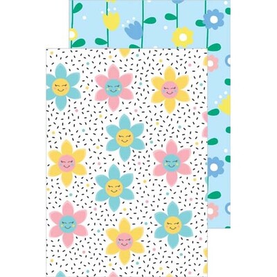 Happy Flowers Double Sided Gift Wrap 1 Sheet