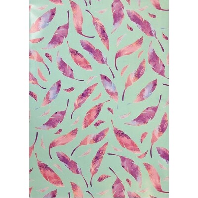 Pastel Feathers Gift Wrap 1 Sheet 700mm x 495mm