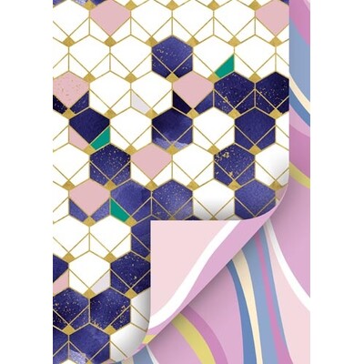 Geometric & Waves Double Sided Gift Wrap 1 Sheet