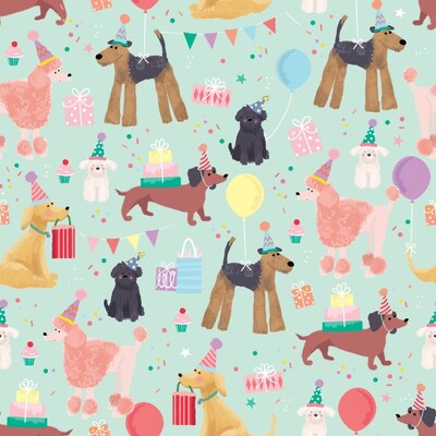 Puppy Dog Party Gift Wrapping Paper 1 Sheet