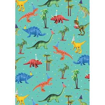 Dinosaur Party Gift Wrapping Paper 1 Sheet