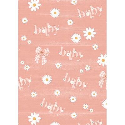 Baby Girl Daisies Gift Wrapping Paper 1 Sheet