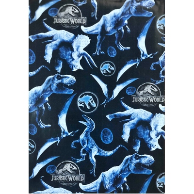 Blue Black Jurassic Gift Wrap 700mm x 495mm (Pk 1)