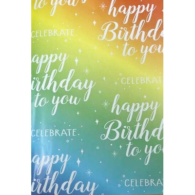 Rainbow Gradient Birthday Gift Wrap 700mm x 495mm (Pk 1)