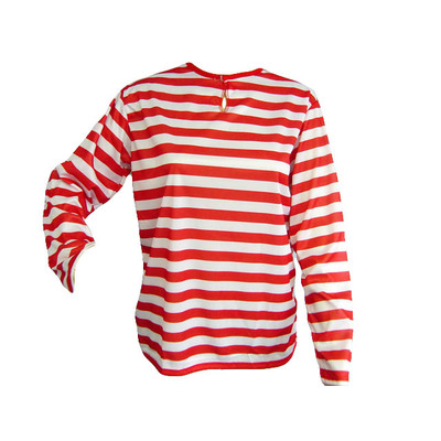Adult Red & White Stripe Long Sleeve T-Shirt (X Large)