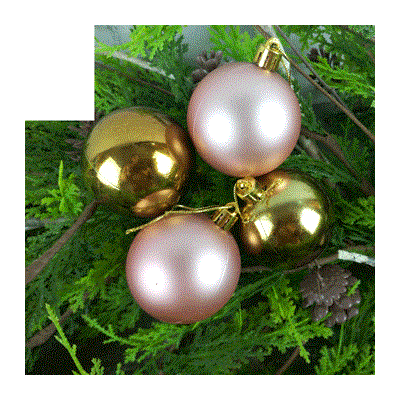 Assorted Pink & Gold Baubles (6cm) Pk 8 (1 Pack of 8 Only)