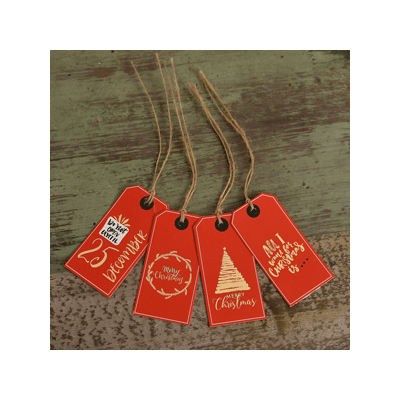 Assorted Design Red, Gold & Black Christmas Gift Tags Pk 24