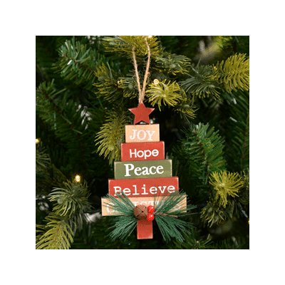 Christmas Tree Wooden Ornament Decoration (15cm) Pk 1