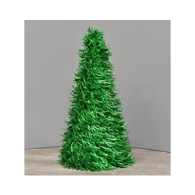 Green Tinsel Cone Christmas Tree (26cm) Pk 1