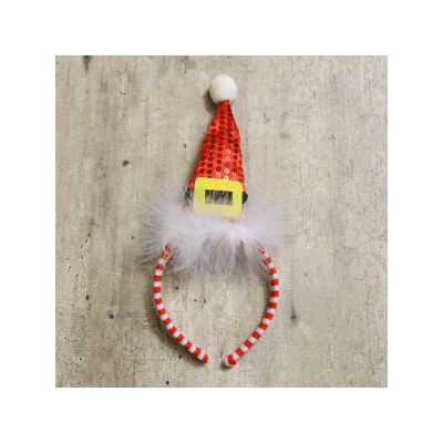 Christmas Mini Sequin Santa Hat on Headband Pk 1 