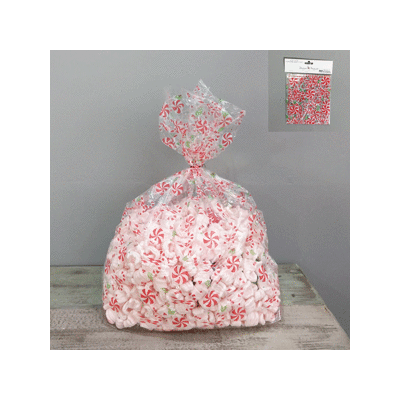 Large Christmas Candy Print Plastic Party Bags (64cm x 55cm) Pk 2