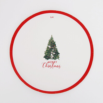 Elegant Christmas Tree Paper Plates (18cm) Pk 12