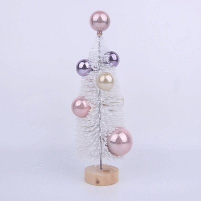 White Glitter Christmas Tree Decoration with Pastel Baubles (22cm) Pk 1 