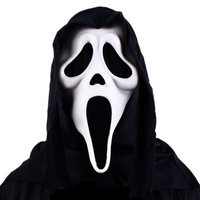Latex Scream Face Mask with Shroud
