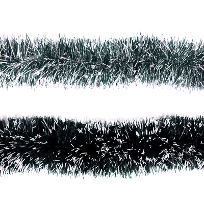 Green Snow Tipped Christmas Tinsel 2m Assorted Designs (Pk 2)