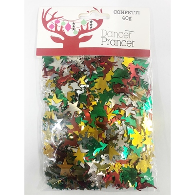 Assorted Colours Christmas Confetti 40g (Pk 1)