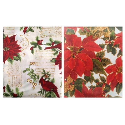 Assorted Design Fabric Christmas Tablecover 150x180cm (Pk 2)