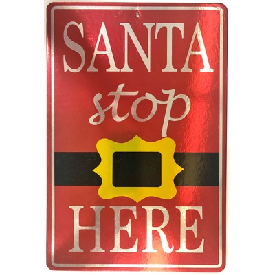 Two Sided Christmas Santa Stop Here Sign (Pk 1)
