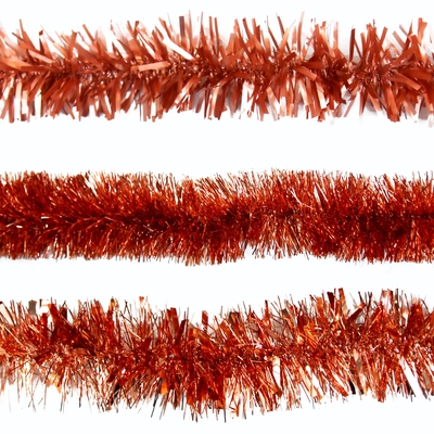 Rose Gold Christmas Tinsel 2m Assorted Designs (Pk 3)