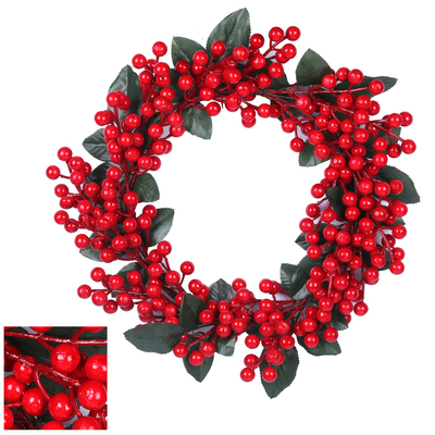 Red Berry Christmas Wreath 40cm (Pk 1)