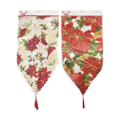 Assorted Floral Print Christmas Table Runner 33x137cm (Pk 1)