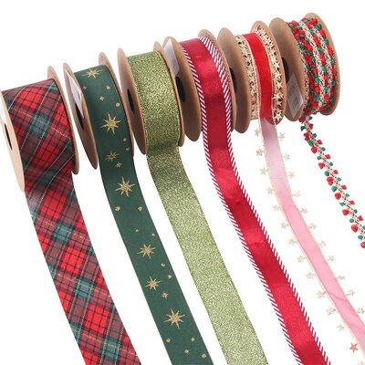 Red & Green Assorted Designs 2m Christmas Ribbon (Pk 1)