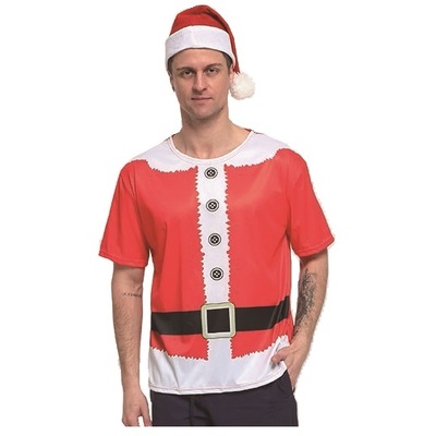 Adult Santa T Shirt & Hat Christmas Costume (X-Large)