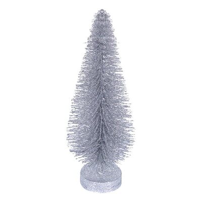 Silver Glitter Cone Christmas Tree Decoration 