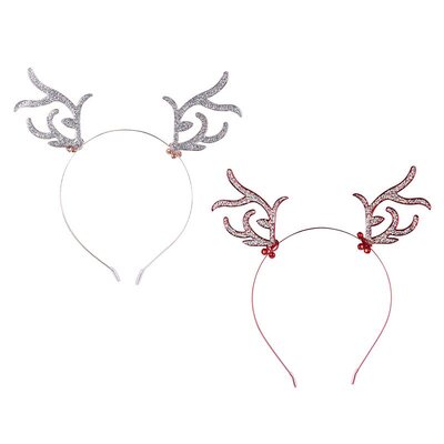 Christmas Red or Gold Mini Glitter Reindeer Antlers Headband (Pk 1)
