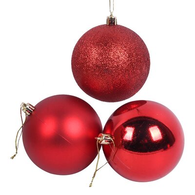 Festive Red Christmas Tree Baubles Decorations (Pk 6)