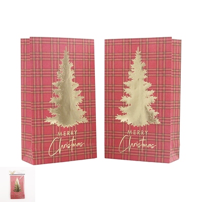 Red Tartan & Gold Christmas Party Loot Bags (Pk 6)