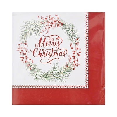 Christmas Wreath 2 Ply Paper Lunch Napkins (Pk 20)