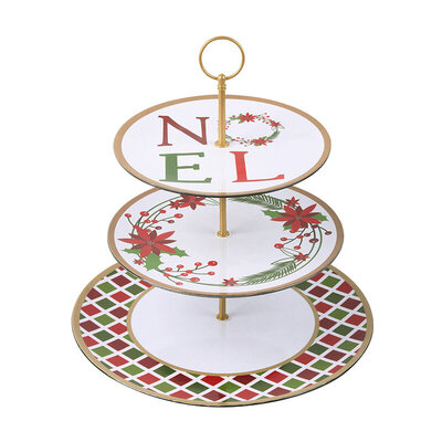 Christmas Noel Melamine 3 Tier Cake Treat Stand