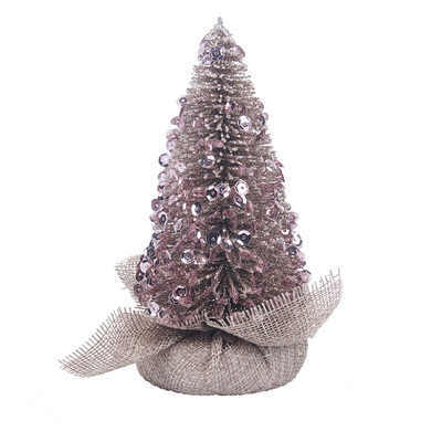 Champagne Sequin Christmas Tree with Hessian Base