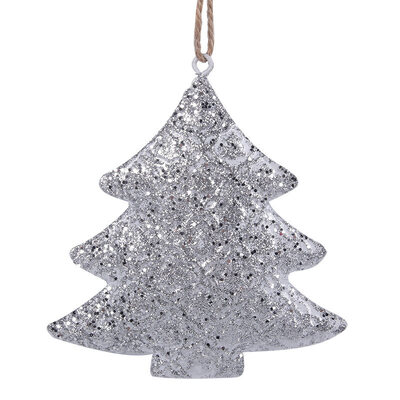 Silver Glitter Christmas Tree Ornament Decoration 10cm