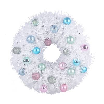 White Candyland Christmas Wreath with Baubles 45cm
