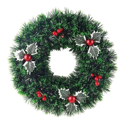 Green Christmas Wreath with Holly & Berries 37cm