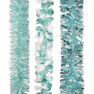 Aqua Green Assorted 2m Christmas Tinsel (Pk 3)