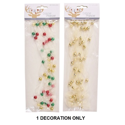 Assorted Beaded Organza Christmas Garland (Pk 1)