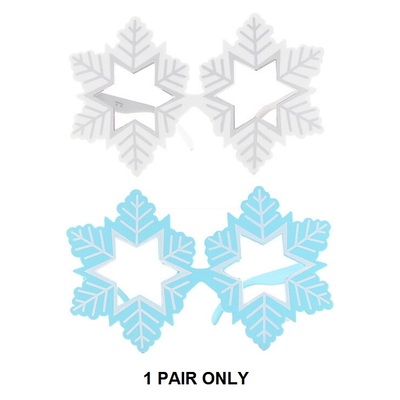 Blue or White Snowflake Christmas Novelty Glasses (Pk 1)