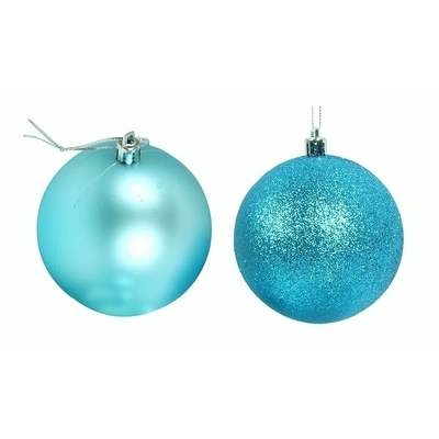 Teal Blue Christmas Tree Baubles Decorations (Pk 6)