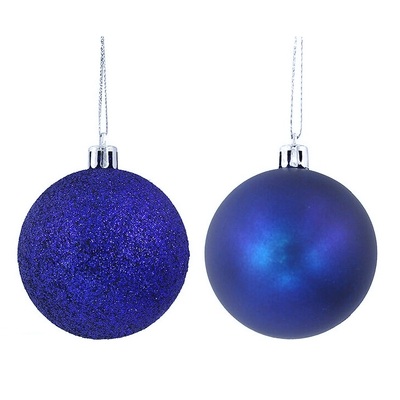 Royal Blue Christmas Tree Baubles Decorations (Pk 6)
