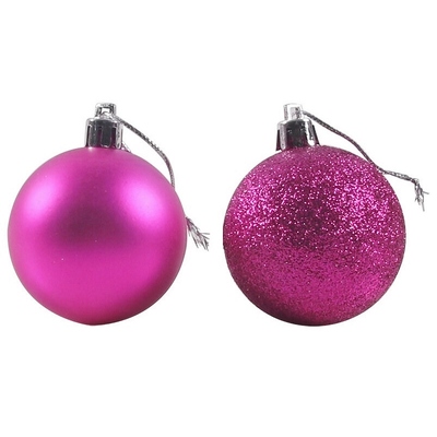 Magenta Pink Christmas Tree Baubles Decorations (Pk 6)