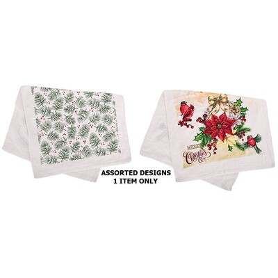 Christmas Traditional Pine or Poinsettia Tea Towel Pk1