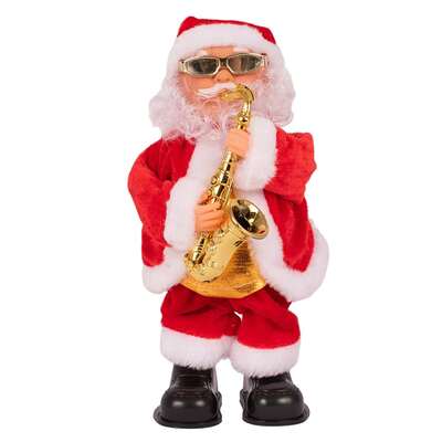 Musical Dancing Santa with Saxophone Decoration 26cm