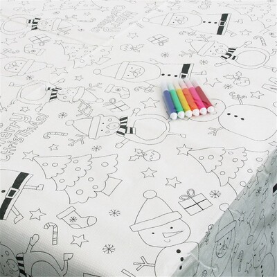 Christmas Colour In Paper Table Cover with Markers 120x180cm