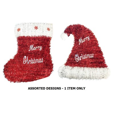 Christmas Tinsel Stocking or Hat Decoration Pk 1